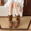 New Retro Inner Heightening Tassel Woven Strap Boxing Boots Slim Push Boots