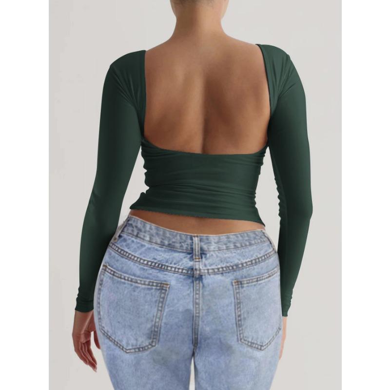 Y2K Hot Girl Slim Long Sleeve Solid Color Bottoming Shirt Women's 2025 Autumn and Winter