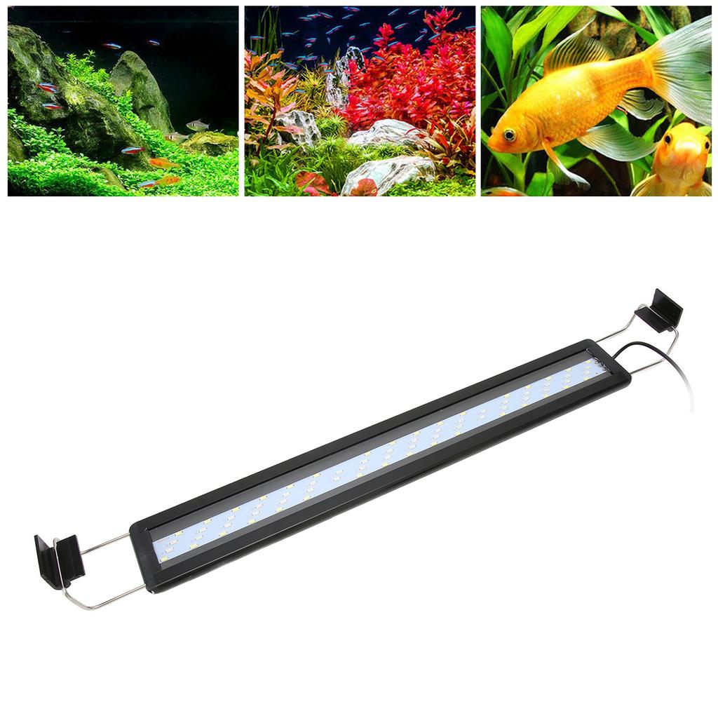 LED Aquarium Light Full Spectrum Slim Heat Dissipation Proof Fish Light with Extendable Brackets Black
