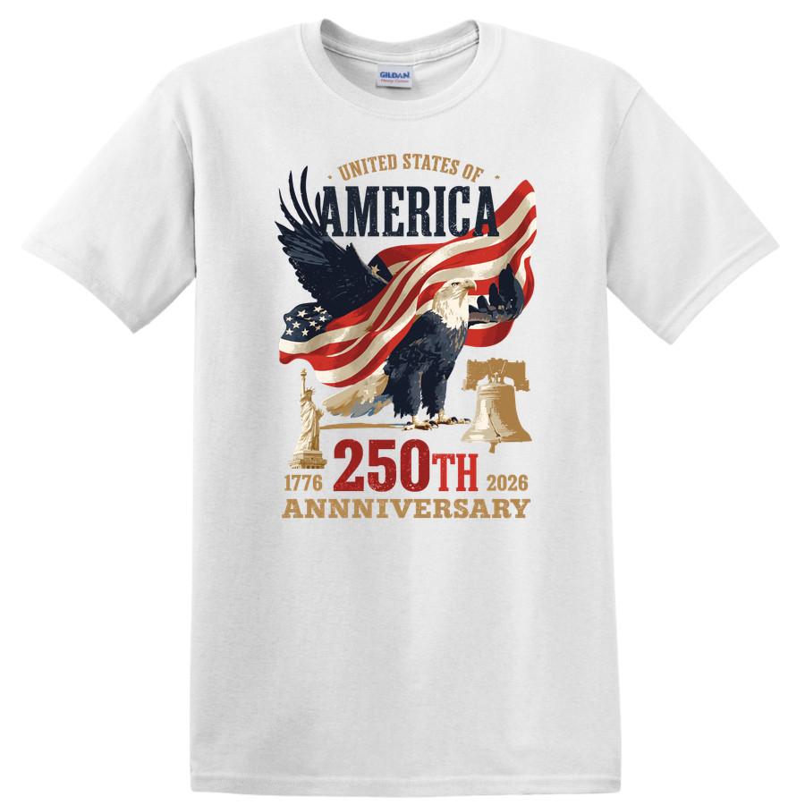America 250th Anniversary T Shirt United States Eagle Statue Of Liberty Flag Tee S