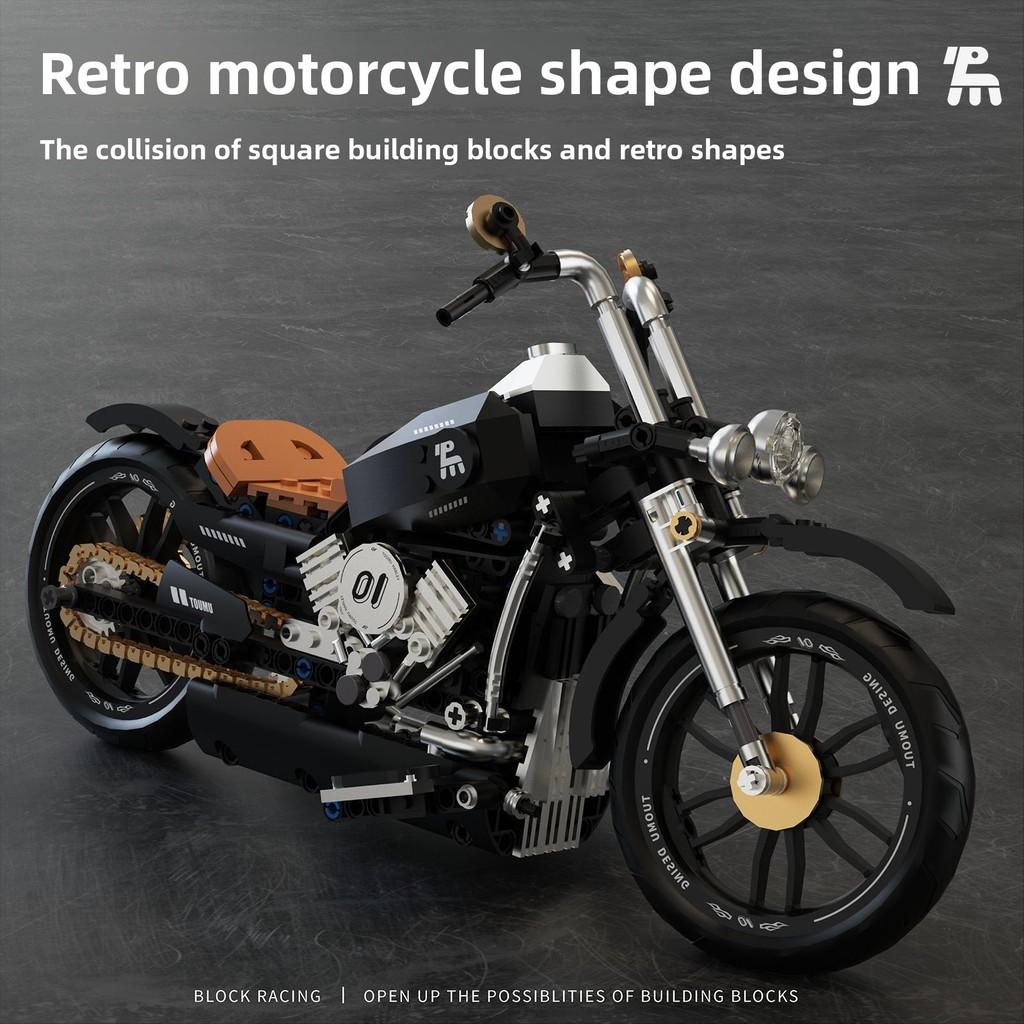 Tuomu Hanlei Retro Motorcycle Assembly Building Block For Creative Building Enthusiasts