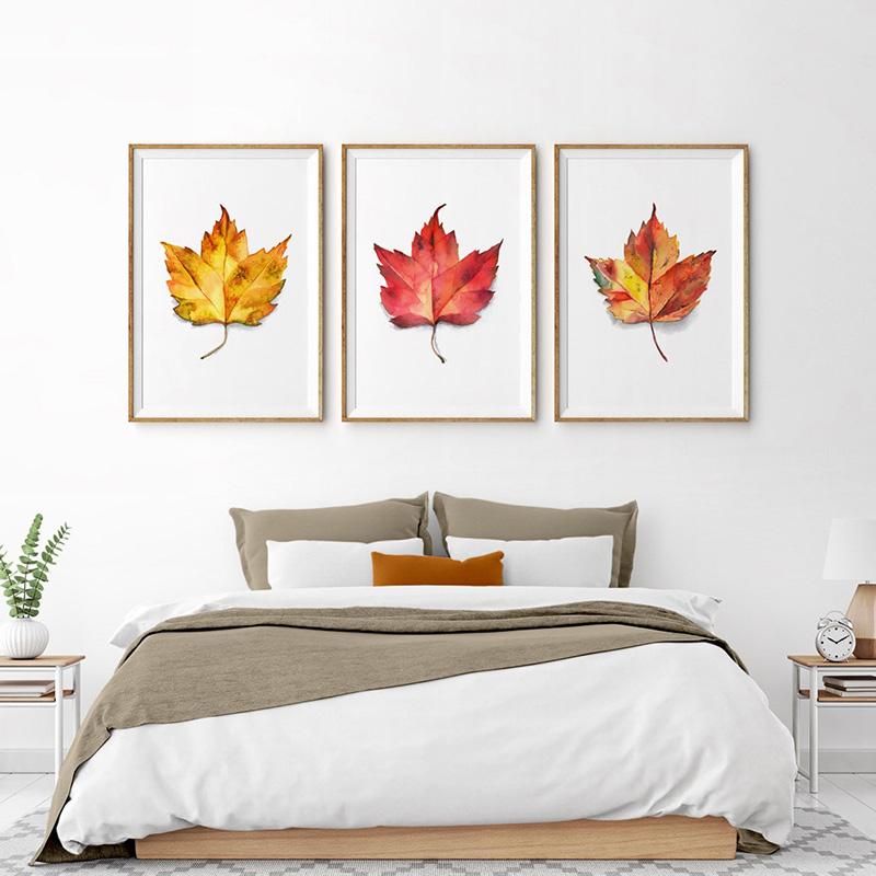 Fall Leaf Watercolor Posters and Prints Autumn Leaves Wall Art HD Pictures Canvas Painting Living Room Home Aesthetic Decoration