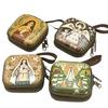 Catholic Rosary Pouch Religious Jewelry Storage Box Rosary Prayer Bag with Zippers Closures Coin Purses for Earrings