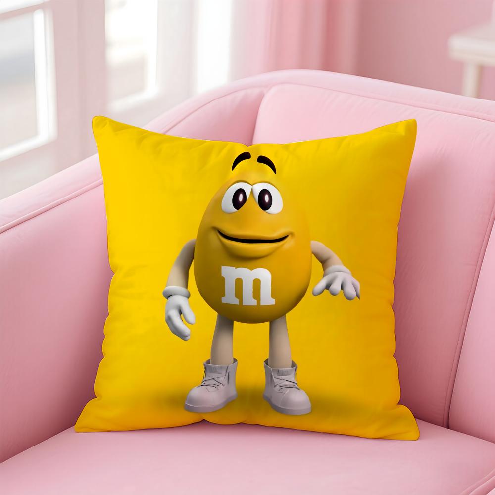 cartoon M-M&M's Cushion Cover Home & Car Multi-Scene Pillow Cover - Reversible, Soft & Durable for Daily Use