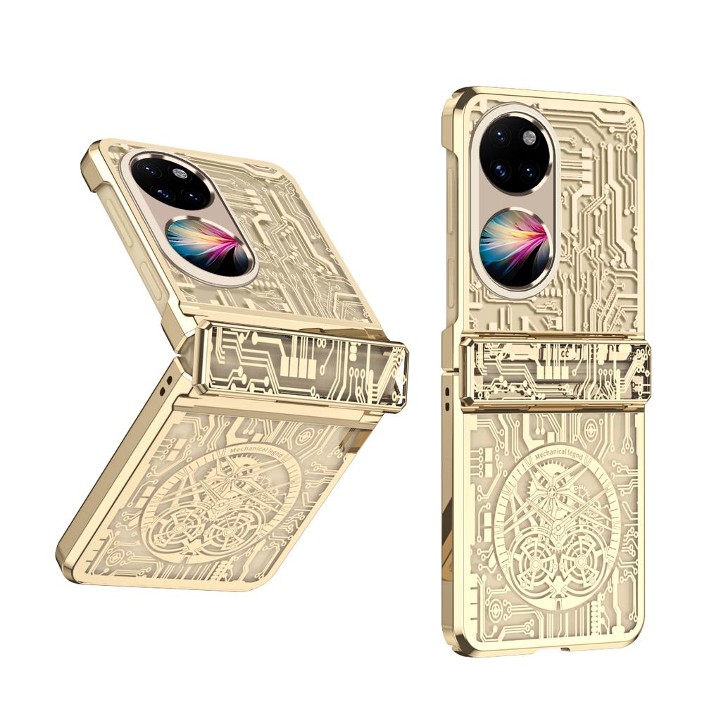 For Huawei P50 Pocket 5G case Mechanical Legend Plating Case for Huawei P50 Pocket Hinge Folding Full protective Phone Cover