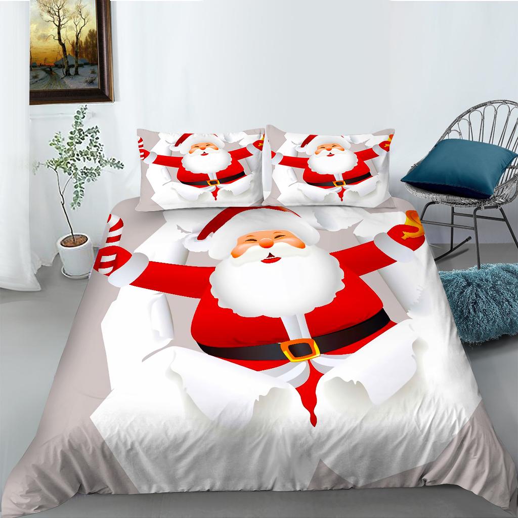 Christmas Decoration Quilt Cover Pillowcase Two Three Piece Set Polyester 3D Digital Printing Holiday Gift