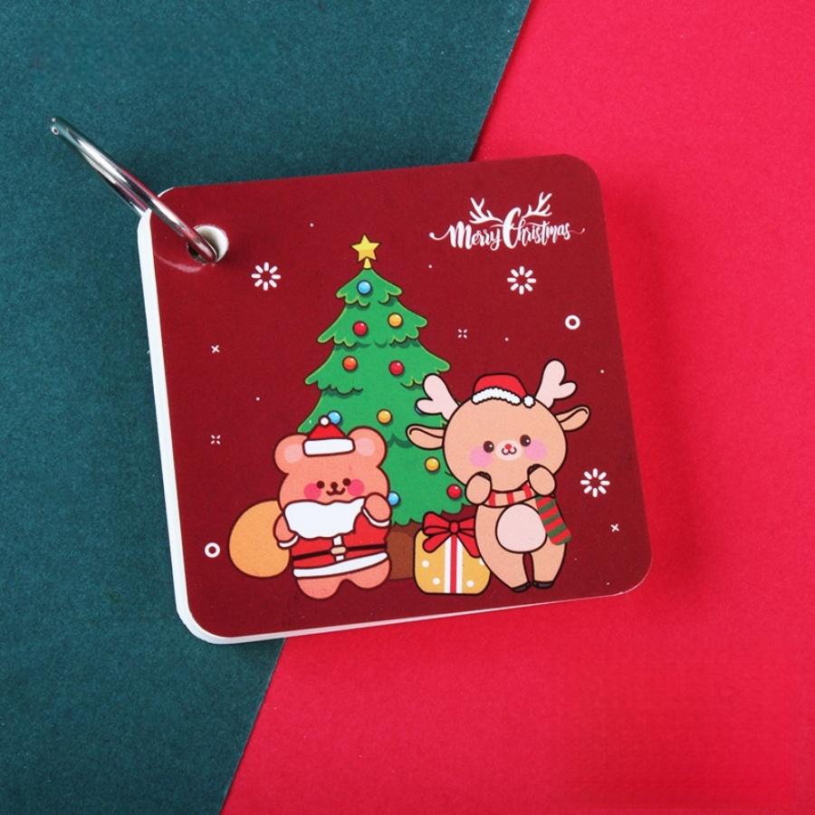 80pcs/packChristmas Iron Ring Binder Loose-leaf Ring Binder Christmas Stocking Christmas Tree Reindeer Portable Pocket Notebook