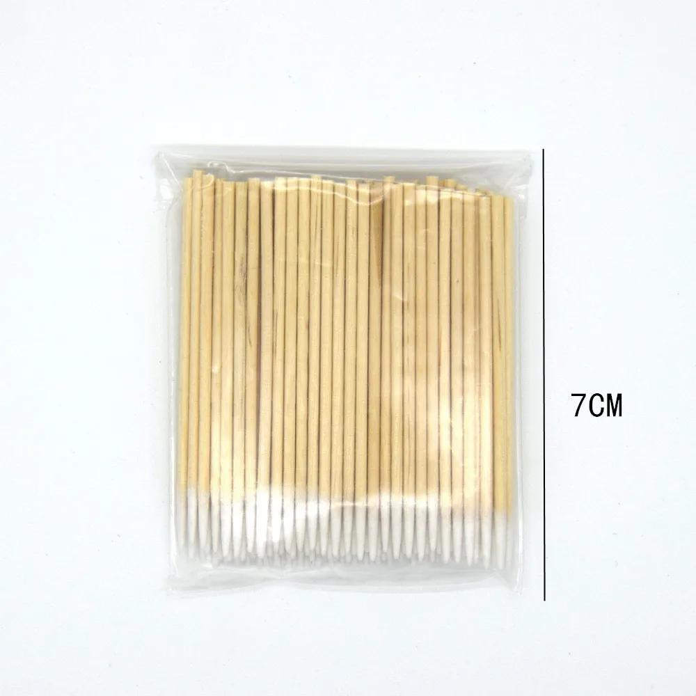 RHJB 100/300Pcs Nails Wood Swab Cleaning Sticks Bud Tip Wooden Cotton Head Manicure Detail Corrector Nail Polish Remover 7cm