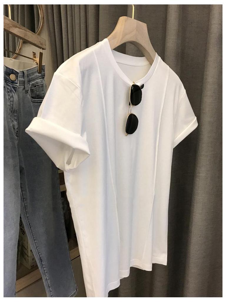 Damski bawełniany T-shirt z okrągłym dekoltem: Miękka, Mocne Szwy, Oddychająca, Wszechstronna, Koszulka z Krótkim Rękawem na Wiosnę/Lato.