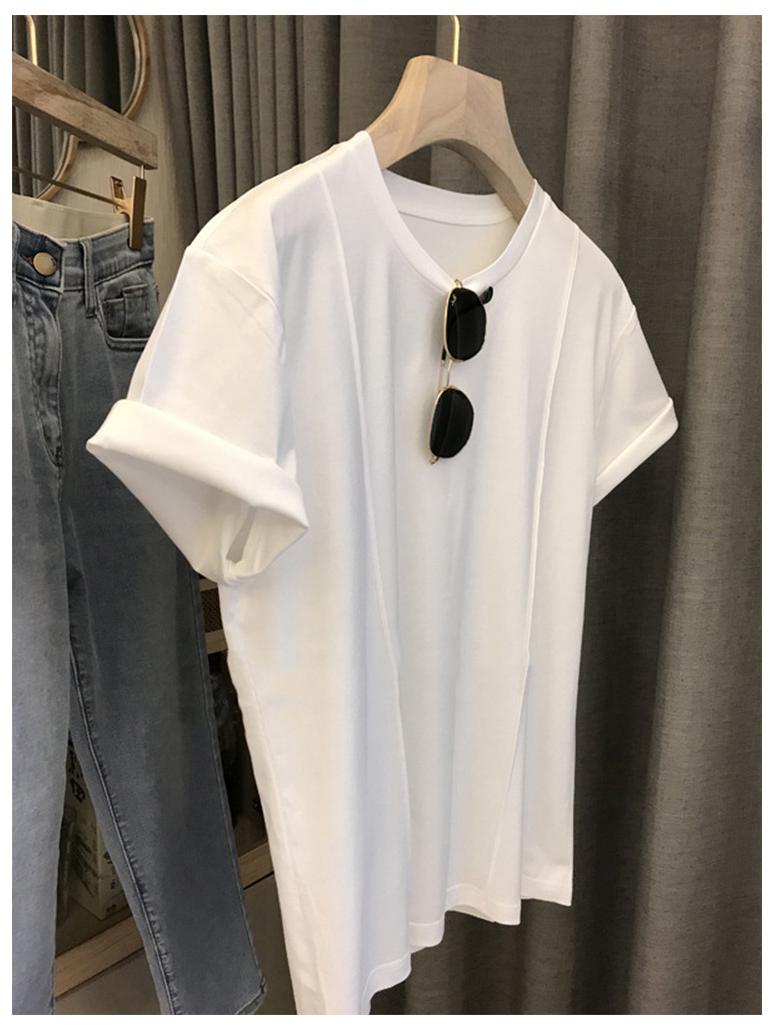 

Women s Cotton Round Neck T-Shirt: Soft, Strong Seams, Breathable, Versatile, Short-Sleeved Tee for Spring/Summer. Medium