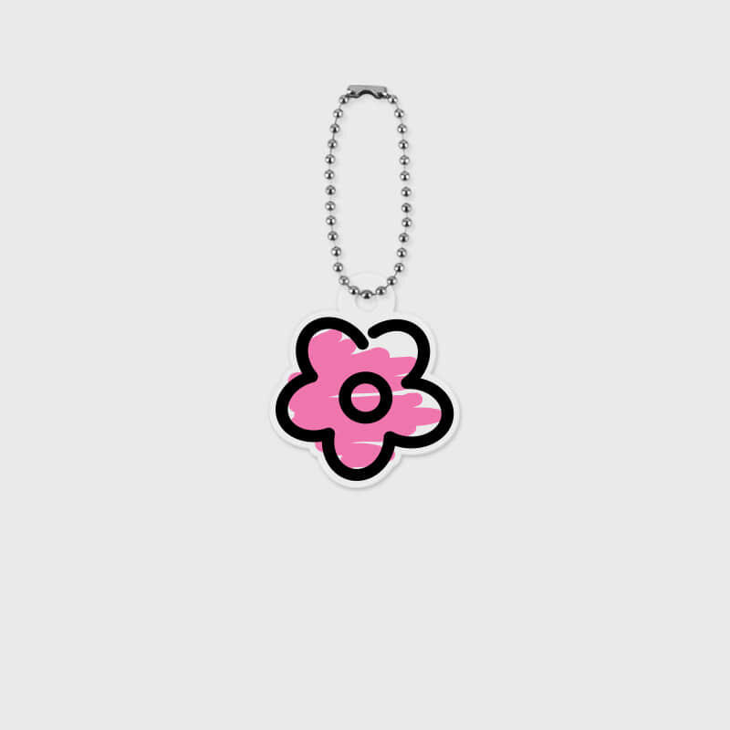 Pink Drawing Flower Acrylic Keychain Single product