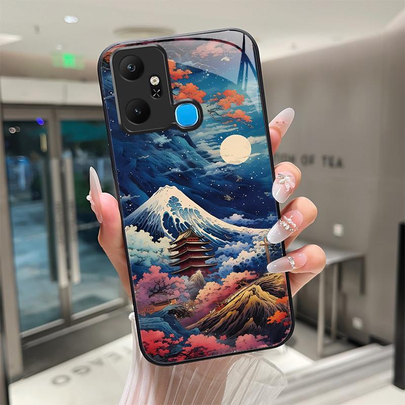

Для Infinix Smart 6 Plus Smart 5 4 Tecno Spark 5 Pro Закаленное Стекло Чехол для Телефона Защита Дракон Милый Астронавт Жесткая Задняя Крышка Smart 4