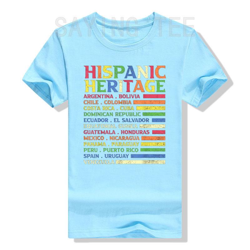 

Hispanic Heritage Month National Latino Countries Flag T-Shirt Letters Printed Graphic Tee Top La Herencia Hispana Women Clothes 4XL