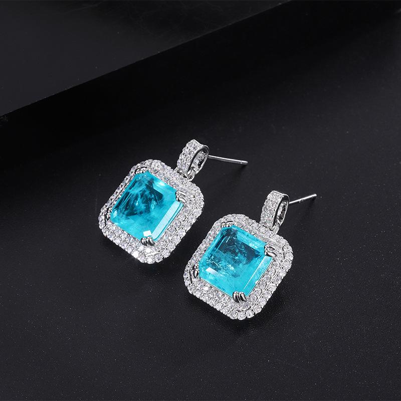 

Ожерелье из драгоценных камней и набор украшений из имитации параибского синего: Серьги, Подвеска, Кольцо