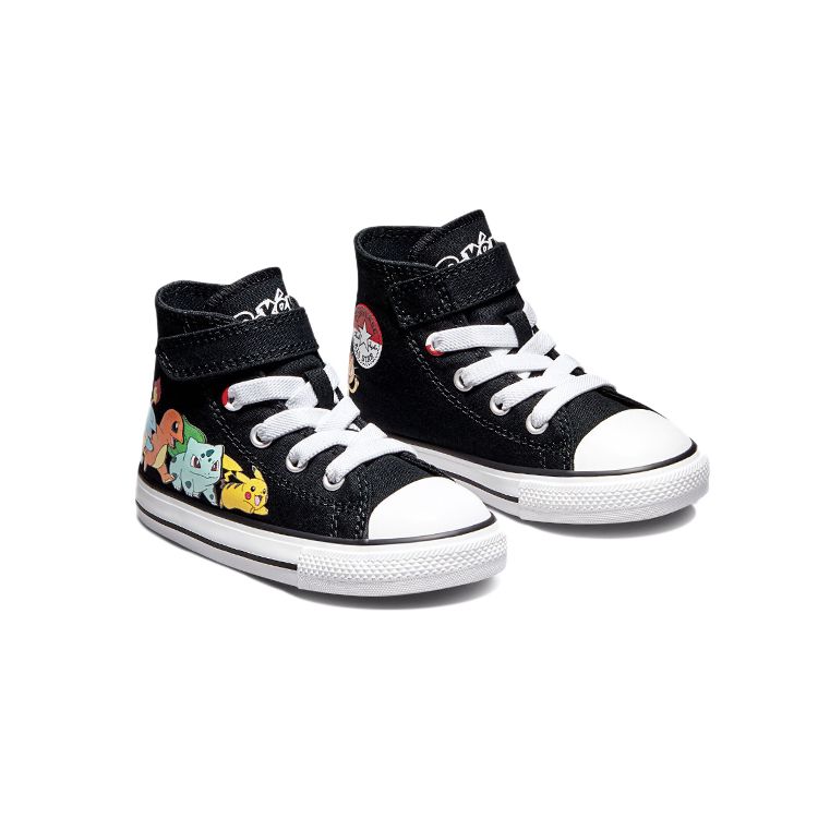 Pokemon x Converse Chuck Taylor All Star High TD Erste Partner Baby Sneaker Schwarz Multi Weiß A01229C