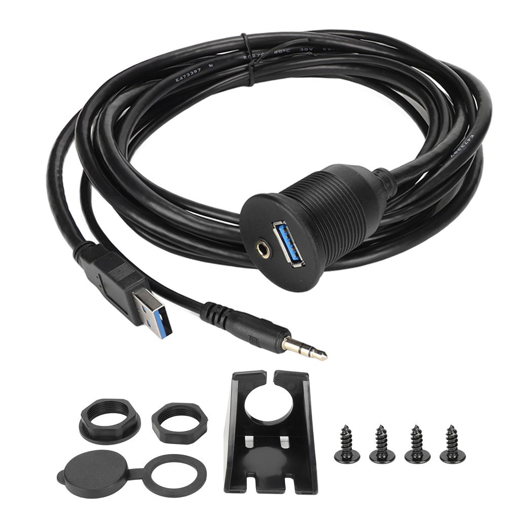 2 m langes Unterputzkabel für die Autohalterung, USB 3.0, AUX, DC, 3,5-mm-Anschluss, Unterputzkabel für die Autohalterung, für Auto, Boot, Motorrad
