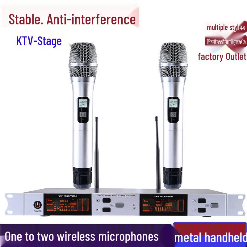 Two-Way Wireless KTV Microphone with True UHF Receiver and Infrared Frequency Matching