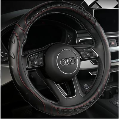 TATACLEA Kohlefaser Auto Lenkrad Rundes Lenkrad 3D Textur Design Abdeckung, Abdeckung, 38cm, Bequem, Stilvoll, Langlebig, Rutschfest, (Schwarz)
