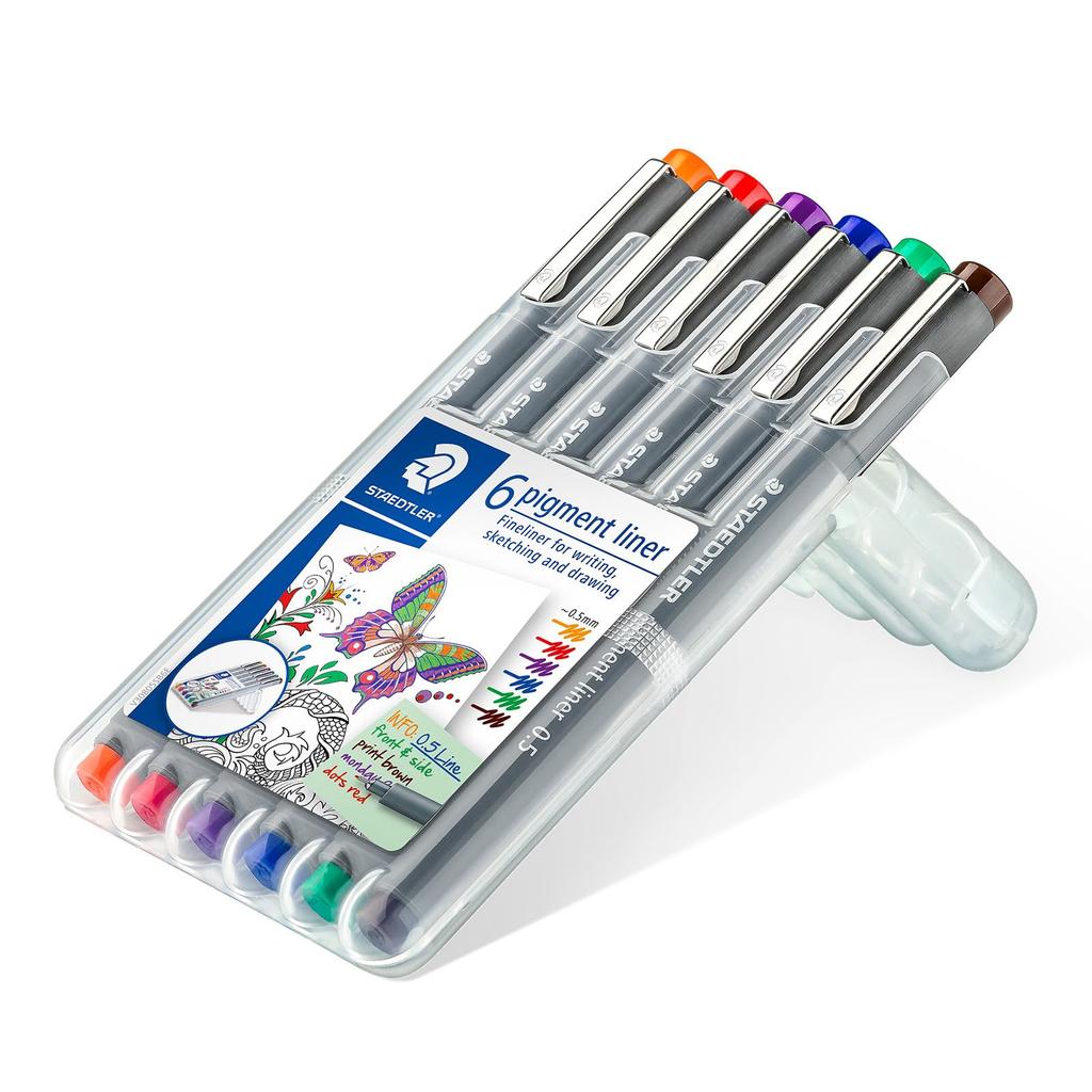 Staedtler Pigmentový liner fix 6 barev na vodní bázi 0,5 mm 30805-SSB6