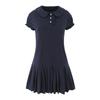 College Style Sweet Retro Doll Collar Fungus Edge Knitted Polo Dress Women's Summer Casual Pleated Mini Dress