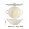 Ceramic Salad Bowl with Handle Binaural Bowl Irregular Ceramic Kitchen Soup Noodles Dessert Salad Bowl Heat-resistant Design 1PC