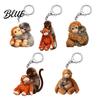 Keychain Accessory 2Pcs Punch Monkey Charm Key Chain Pendant Wear-Resistant Bag Backpack Car Keys Photo Prop Decoration Decorative
