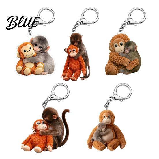 Keychain Accessory 2Pcs Punch Monkey Charm Key Chain Pendant Wear-Resistant Bag Backpack Car Keys Photo Prop Decoration Decorative