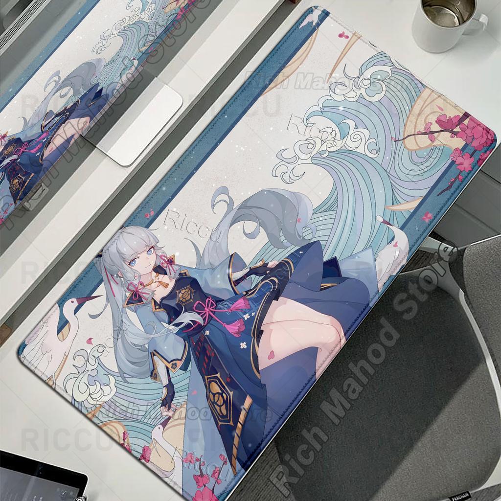 Cute Anime Girl XXL Desk Mat Genshin Impact Kamisato Ayaka Mouse Pad Gaming Keyboard Mousepad PC Accessories HD E-Sports Playpad