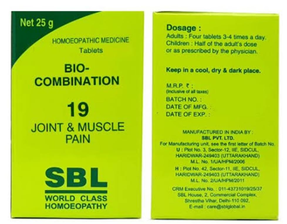 SBL's Bio-Combination No.19 25 GM X Pack Of 3 Homeopathic Wellness Tablets Natural Support Formula For Daily Wellness Use