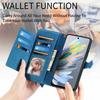 For ZTE Blade A75 4G Zipper Wallet Case with Strap Flower Imprint PU Leather Phone Cover