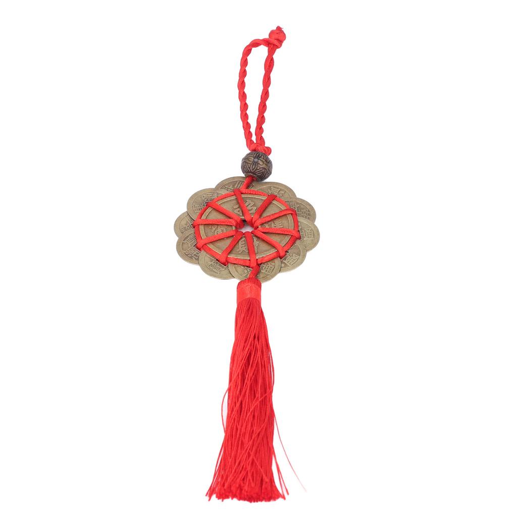 Chinese Feng Shui Fortune Money with Red String Hanging Ornament for Chinese New Yr Decoration
