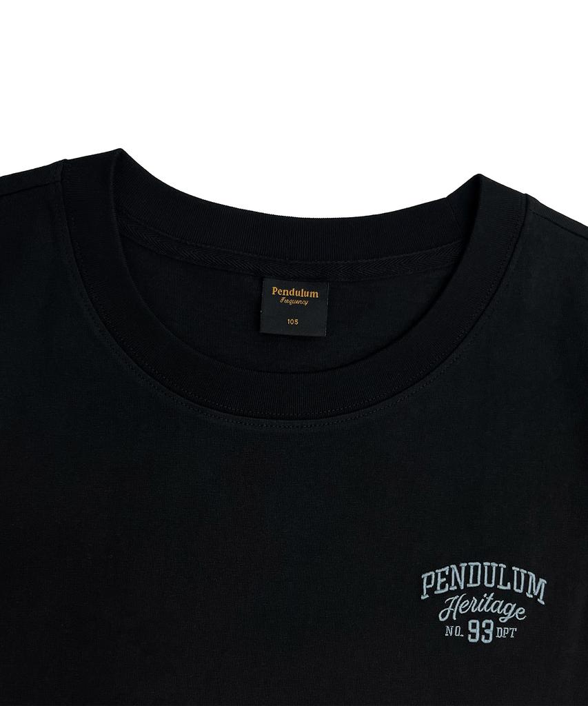 Pendulum Cotton Small Lettering Embroidered Short Sleeve T-Shirt Lq2Tu282_Black