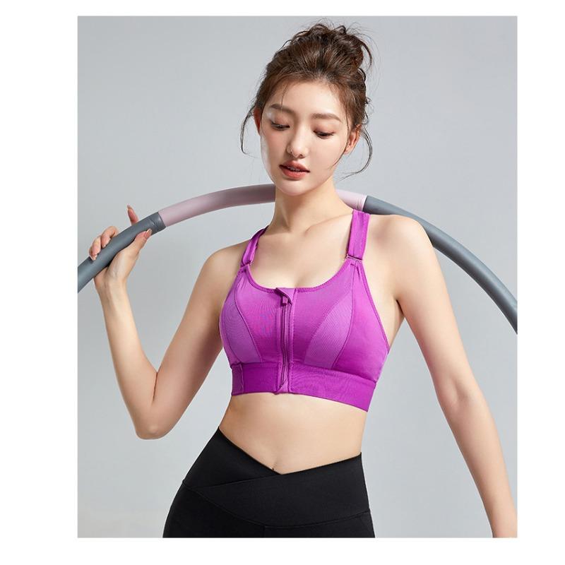 Reggiseno Sportivo da Donna Taglie Forti con Zip Regolabile Reggiseno da Yoga Senza Cuciture Schiena Incrociata Senza Ferretto