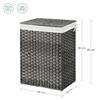 SONGMICS Handwoven Laundry Basket, 90L Synthetic Rattan Clothes Hamper with Lid and Handles, Foldable, Removable Liner Bag, Grey
