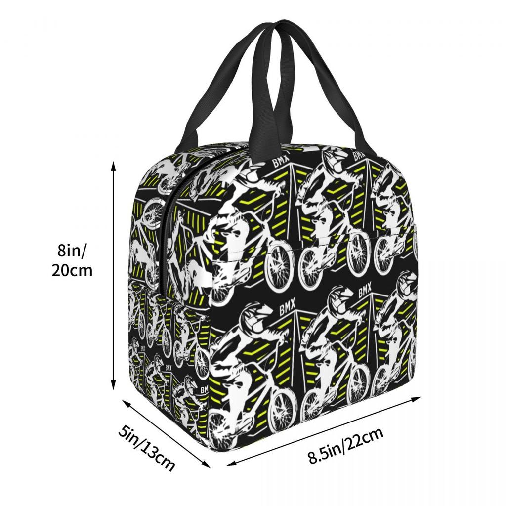 Bmx Bekleidung Retro Bmx Fahrrad Old School Aufnäher Isolierte Lunchtasche für Kinder Schul-Kühltasche Thermische Lebensmittelbox Tragetaschen Lunchboxen