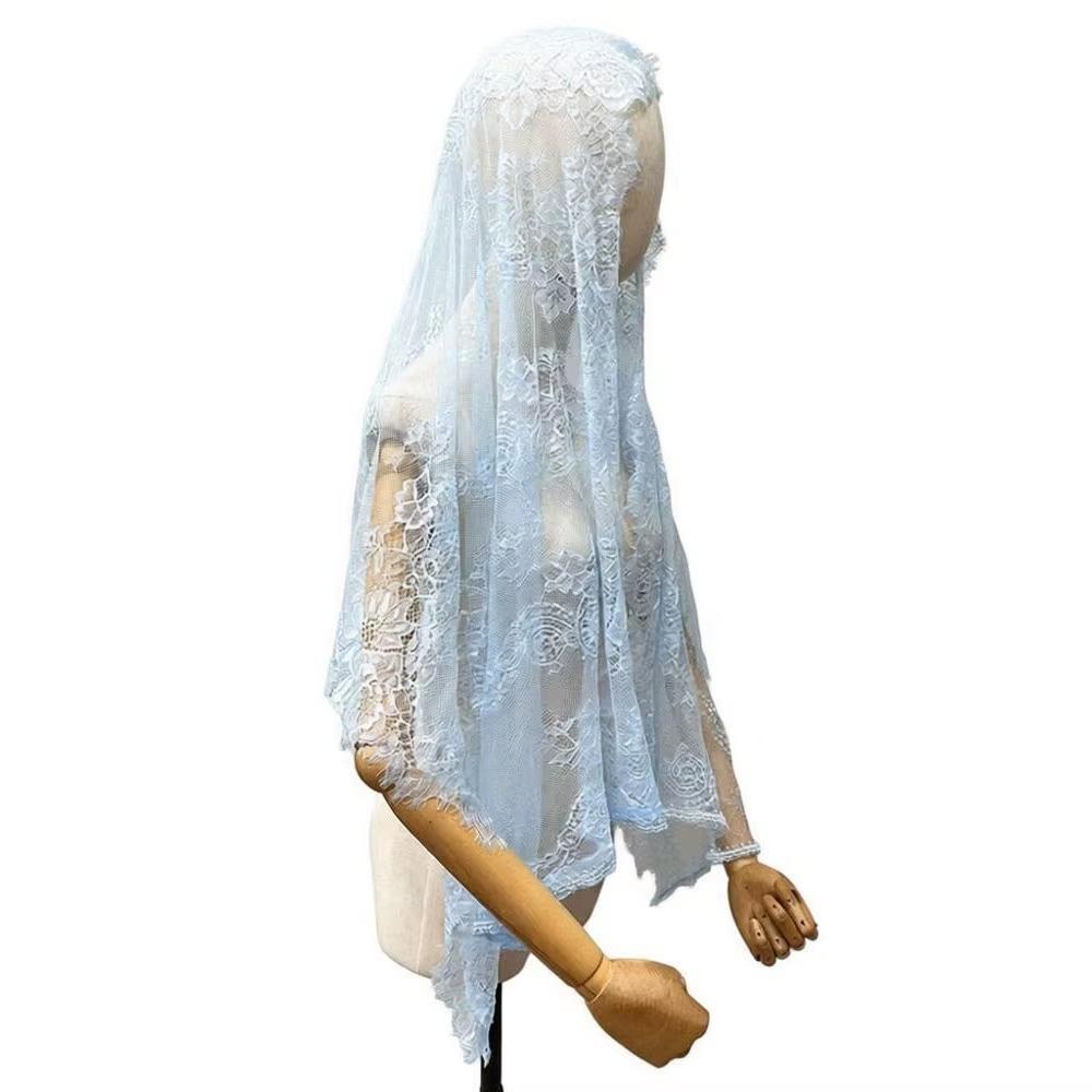Vintage Style Bridal Headscarf Breathable Muslin Head Covering Lightweight Lace Shawl Guest Look