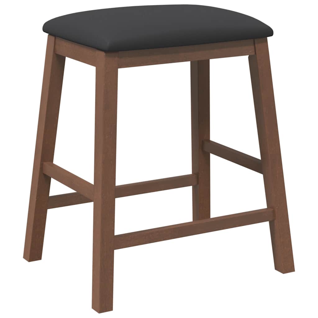 Bar Stools with Cushions 2 pcs Brown Solid Rubberwood