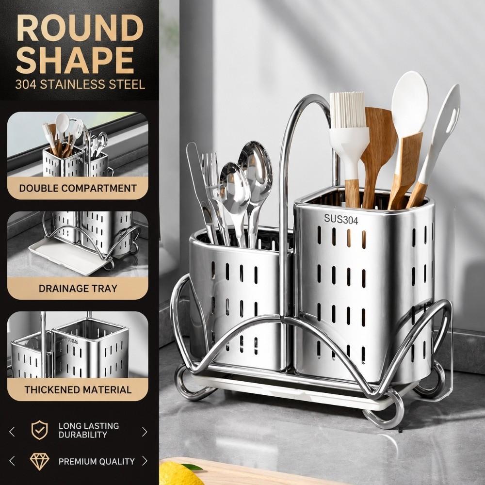 Durable Kitchen Cutlery Organiser 304Stainless Steel Tableware Storage Organizer  Kitchen