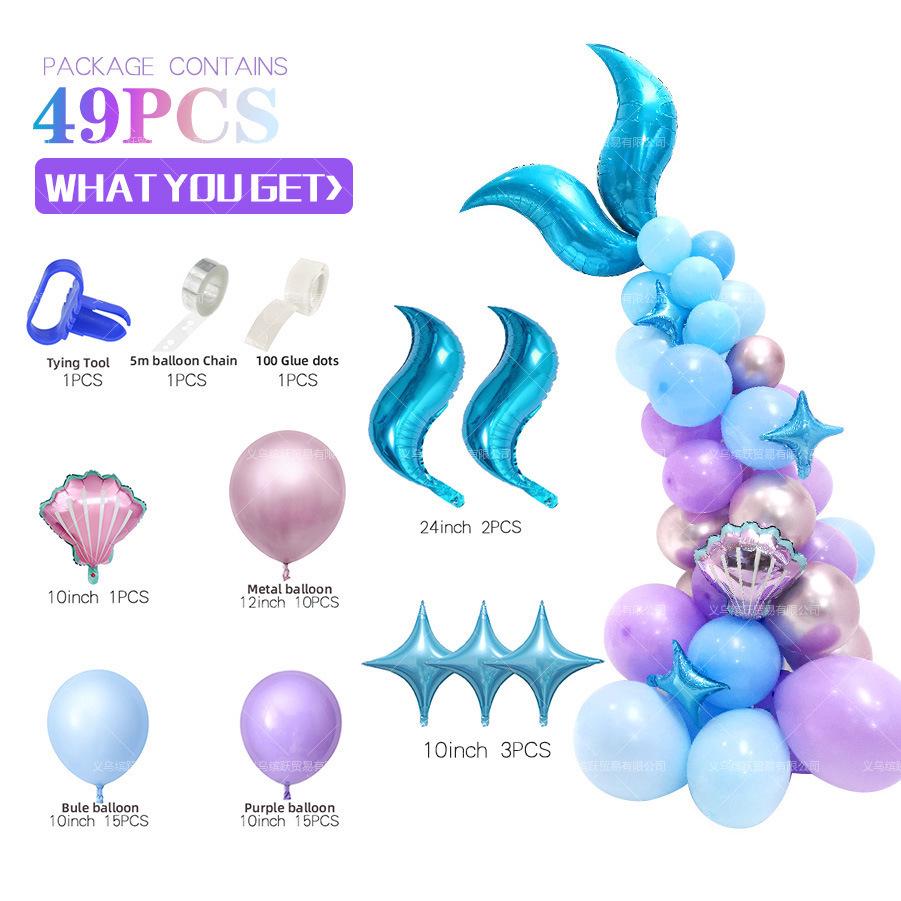 Mermaid Tail Balloon Set for Birthday Party Decoration