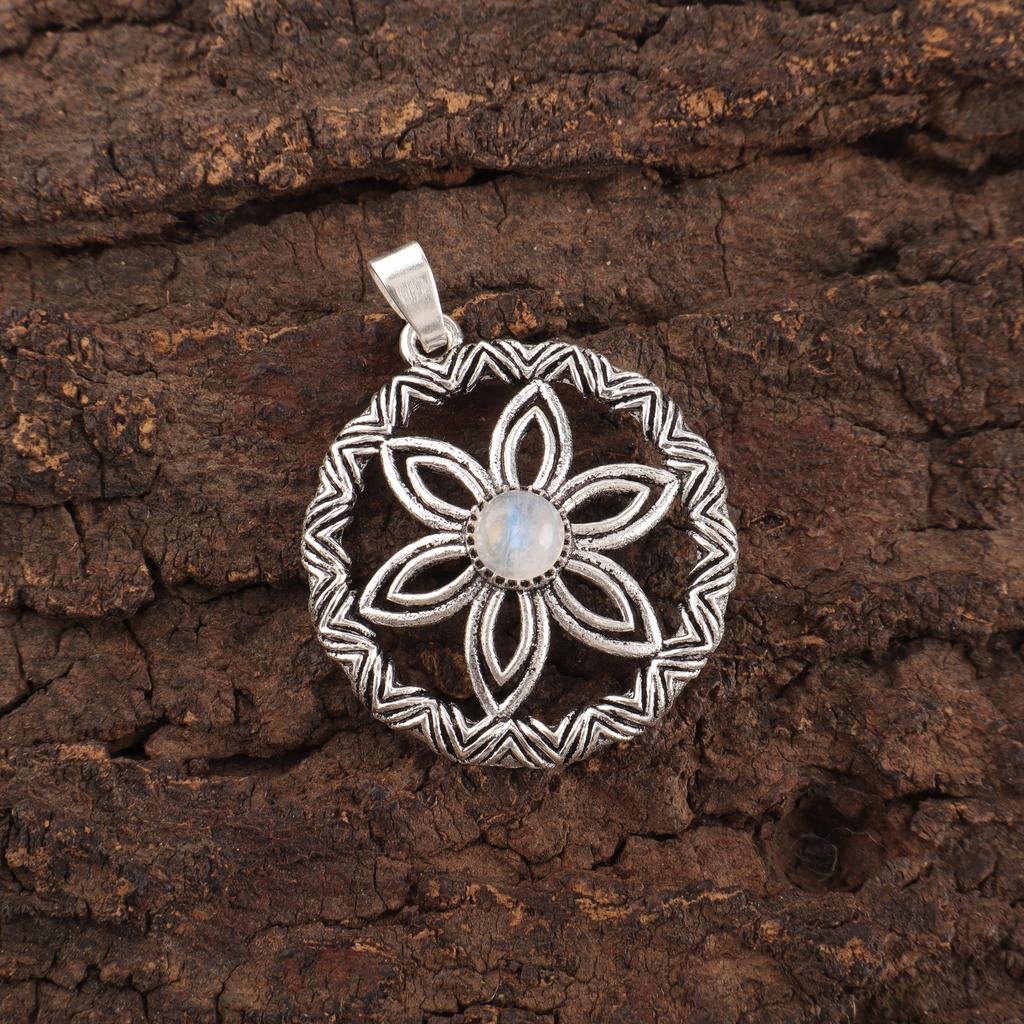 Rainbow Moonstone anheng Edelstenssmykker, 925 solid sterling sølv anheng, håndlaget vakkert smykkeanheng