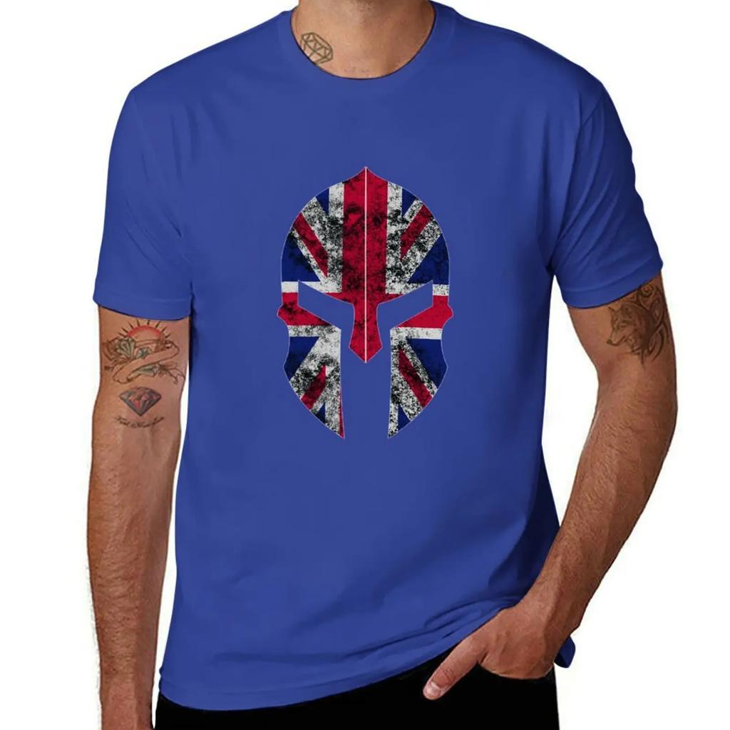 Union Jack Faded Spartan Helmet T-Shirt sublime korean fashion men t shirts