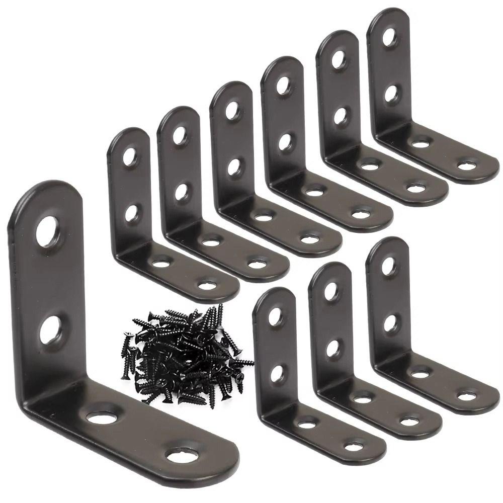 10Sets Furniture Fastener Corner Brace Joint Iron Shelf Support Bracket Durable Angle Bracket