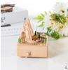 Wooden Music Box Retro Phycial Dymanmics Magnets Principle Touch with On Off Switch Small Train Shape