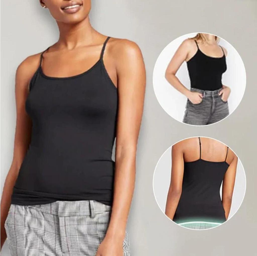 Modal Spaghetti Strap Tank Top with Chest Pads - Solid Color Sports Bra, Slim Fit