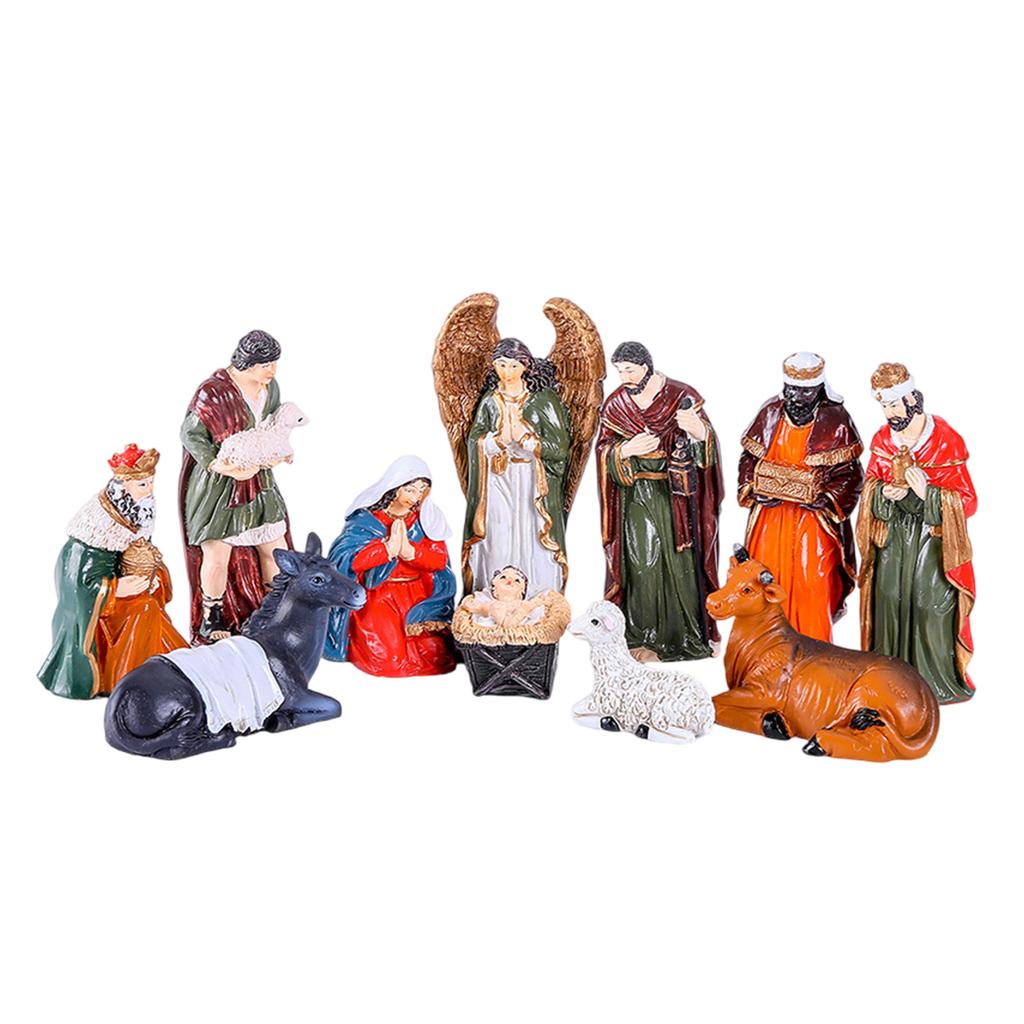 10cm Nativity Scene Holy Family Figurines Statue Set for Christmas Indoor Tabletop Decoration and Religious Gift Giving