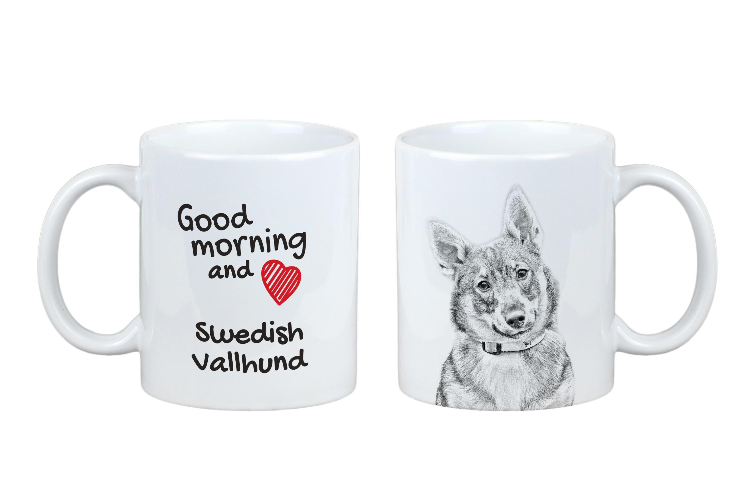 

Swedish Vallhund, Swedish Cattle Dog - cup with a dog, personalized cup with a print, a classic gift for everyone from the Art-Dog brand білий