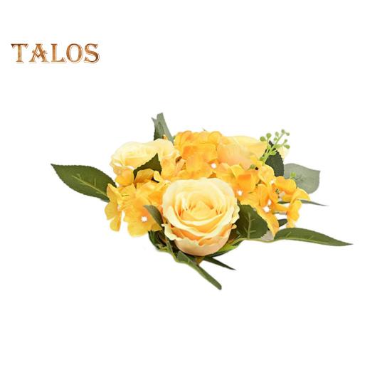 

Искусственное растение, декоративный реквизит для фото, долговечный красивый свадебный подсвечник, имитация розовой гирлянды, свадебный декор жёлтый