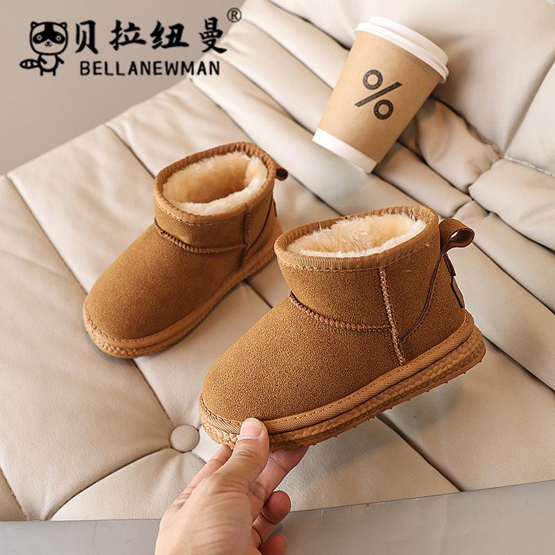 

Children s Thickened Warm Snow Boots, New Winter Model, Black Cotton Shoes for Girls, Short Boots for Boys, Shoes for Older Children 35the Length Within the C