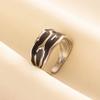 Punk Vintage Black Enamel Ring Stainless Steel Open Rings For Women Men Jewelry Fire Evil Eye Bague Acier Inoxydables Femme Gift