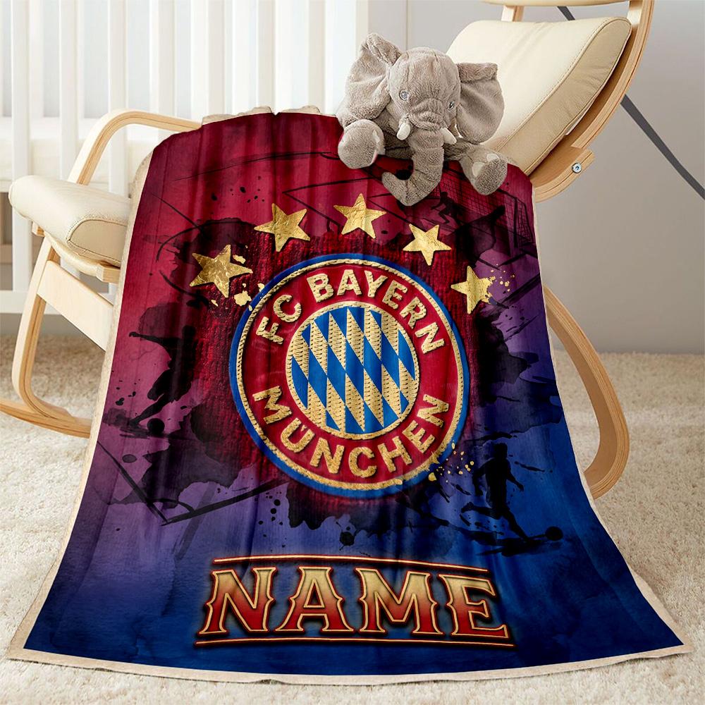 Bayern Munich Poster Personalized Name Blanket Throw Personalized Blanket Soft & Cozy Throw For Livingroom Sofa Bed Seaside All-Season Use